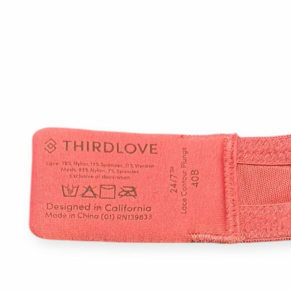 THIRDLOVE Women’s Coral Lace Contour Plunge Bra Size 40B - Picture 3 of 3